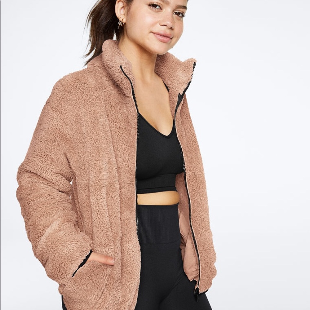 VS PINK teddy full zip jacket